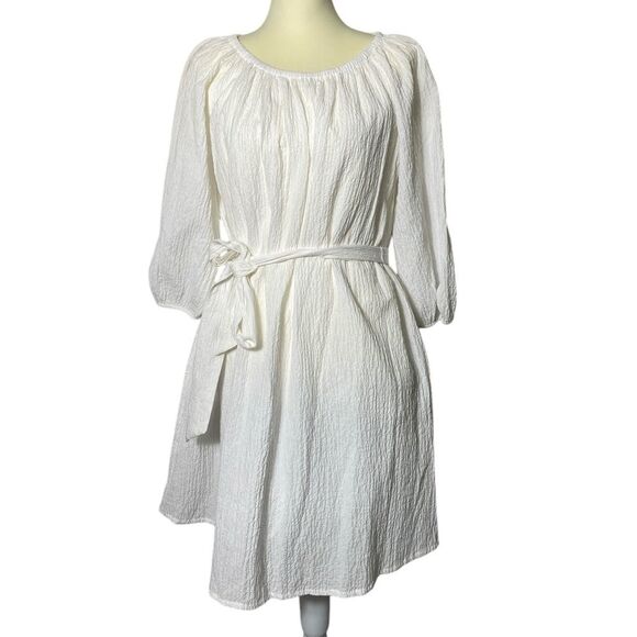 Elizabeth & James White Muslin Belted Mini Dress Women's Size Medium - Picture 1 of 15